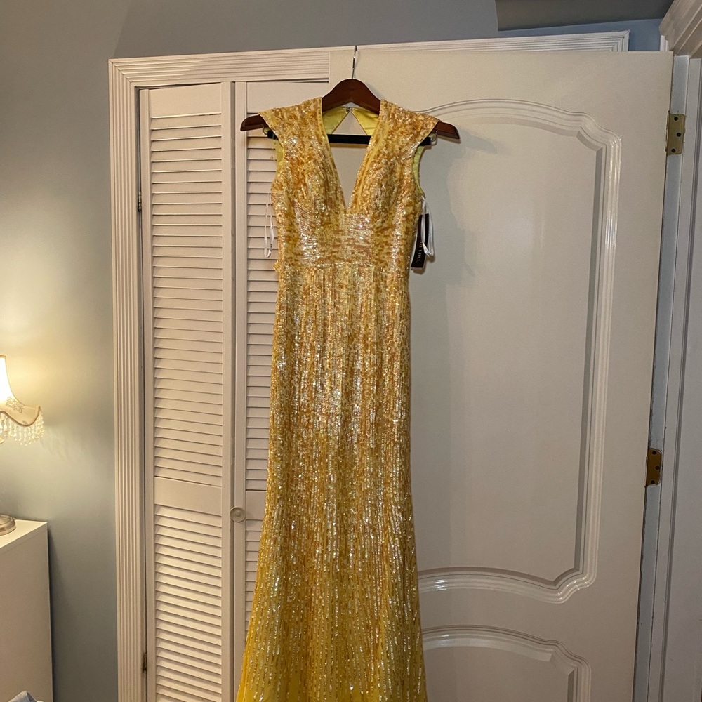 Elegant Yellow Sequin Gown